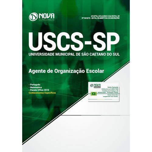 Apostila Uscs-sp 2019 - Agente de Organização Escolar