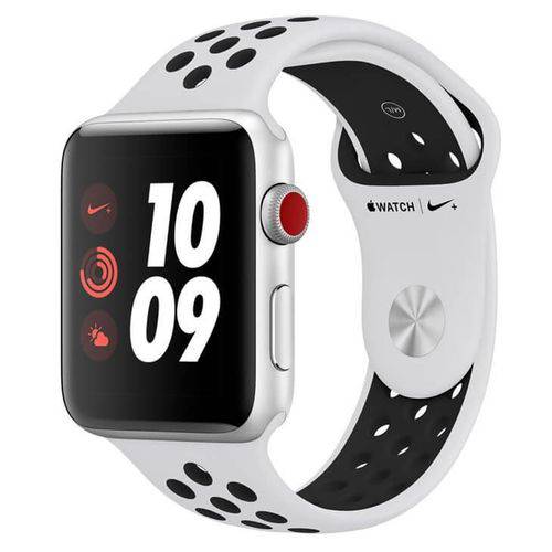 Apple Watch Nike+ Cellular, 42 Mm, Alumínio Prata, Pulseira Esportiva Nike Preto/Cinza e Fecho Cláss
