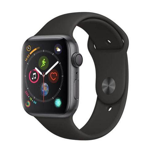 Apple Watch Series 4 GPS, 44 Mm, Alumínio Cinza Espacial, Pulseira Esportiva Preta e Fecho Clássico