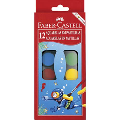 Aquarela em 12 Cores Faber Castell + Pincel