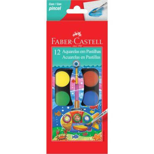 Aquarela Faber Castell Pastilha 12 Cores