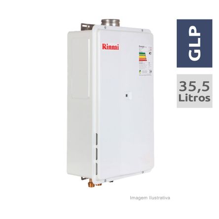 Aquecedor de Água a Gás Digital Reu 2802 GLP 35 Litros Branco Bivolt Rinnai