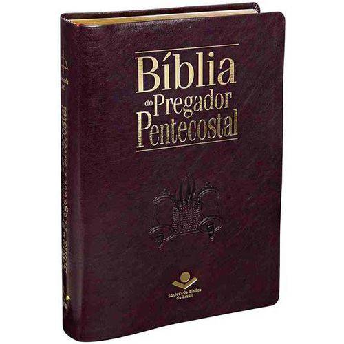 Arc085tibpp - Bíblia do Pregador Pentecostal - Luxo com Índice - Vinho Nobre