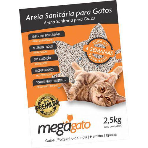Areia Sanitária Premium para Gatos - 2,5 Kg - Megagato