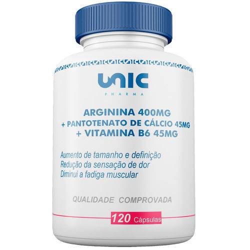 Arginina + Pantotenato de Cálcio + Vitamina B6 - 120 Caps Unicpharma