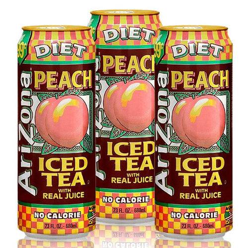Arizona Diet Iced Peach Tea - Chá Gelado de Pêssego Diet - Kit 3 Uni
