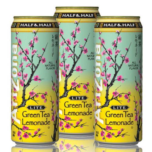 Arizona Green Tea Lemonade - Chá Verde com Limonada - Kit 3 Latas