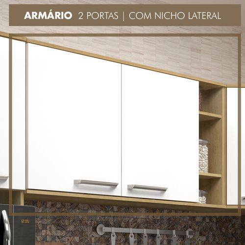 Armário Laila , Luciane Móveis, 91101, 02 Portas, Nicho, Carvalho/branco