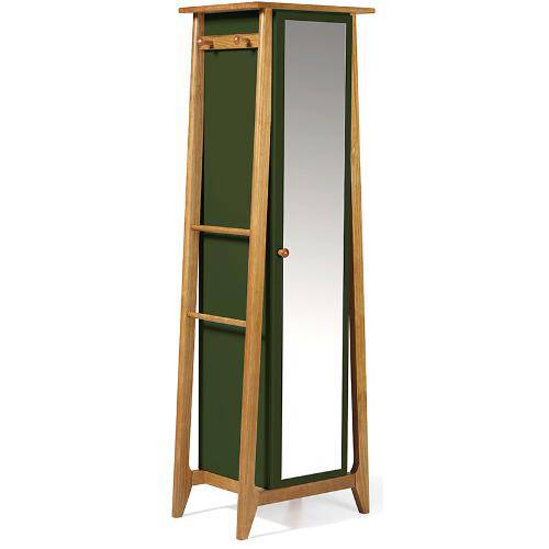Armário Multiuso Stoka 1 Porta com Espelho Nogal/Verde Musgo Maxima