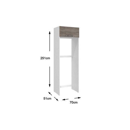 Armário para Geladeira com 1 Porta Basculante Cz705 - Art In Móveis - Branco com Rústico