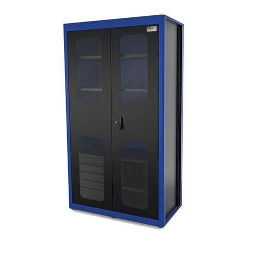 Armário Vertical para Ferramentas 2 Portas com Visor + 5 Gavetas Plásticas Azul - Tramontina PRO