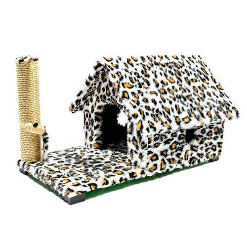 Arranhador Casa Gato Chalé com Varanda Estampa Animal