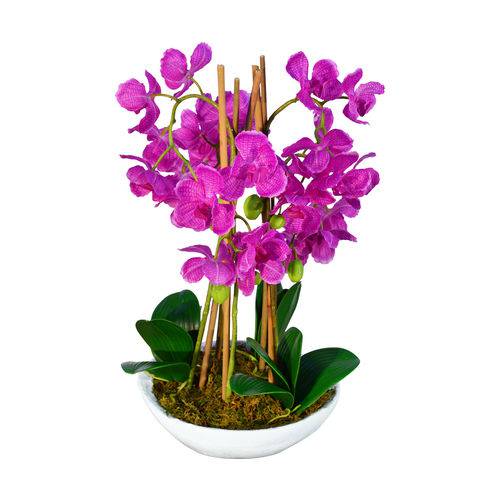 Arranjo Artificial Orquídea Falenópsis Lilás 41 Cm