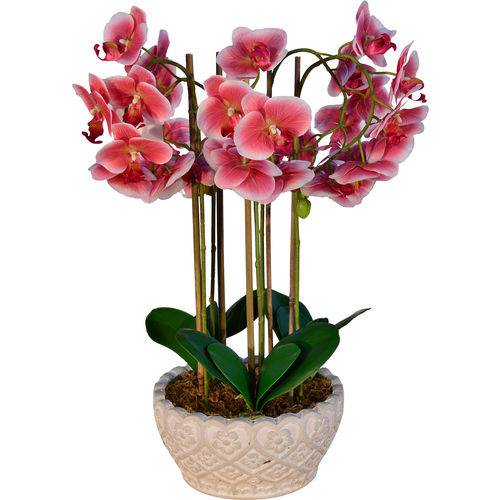 Arranjo Artificial Orquídea Falenópsis Vermelha 55 Cm