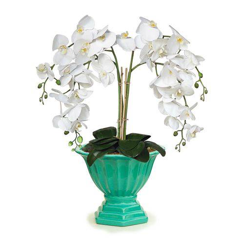 Arranjo de Flores Artificiais de Orquideas Brancas 60x30 Cm