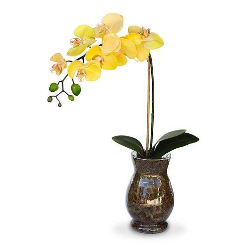 Arranjo de Flores Artificiais Orquidea Amarela 40 Cm