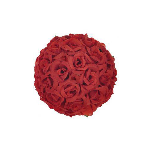 Arranjo Flor Artificial Rosa Bola Vermelho 17cm