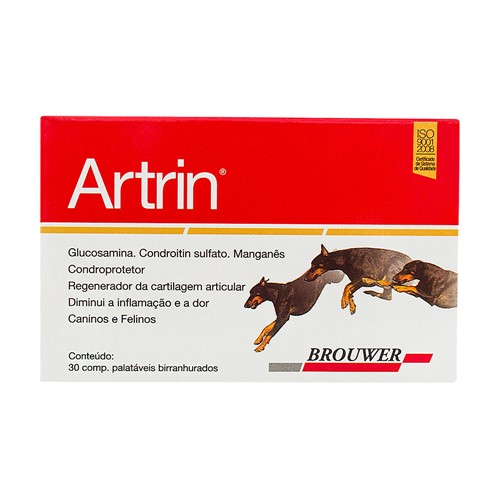 Artrin para Cães e Gatos Uso Veterinário com 30 Comprimidos