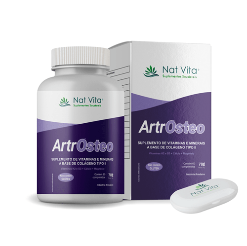 ArtrOsteo - Suplemento de Vitaminas e Minerais a Base de Colágeno Tipo II 60 Cápsulas