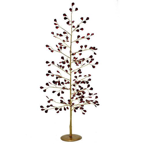 Árvore de Mesa de Metal Dourada e Vermelha Santini Christmas 70cm Red Brilhance