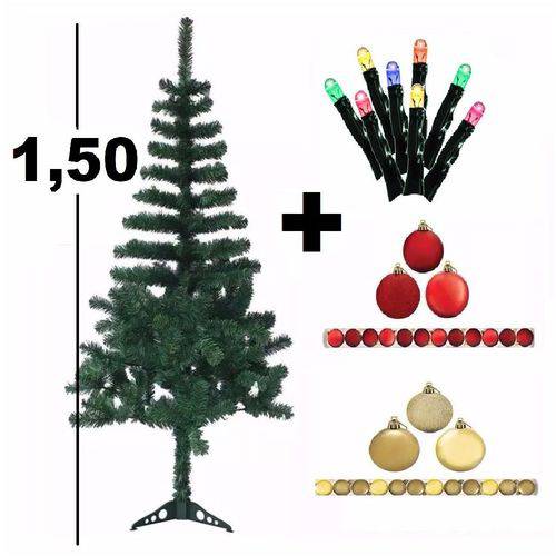 Árvore de Natal 1,50m + 100 Piscas + 24 Bolas