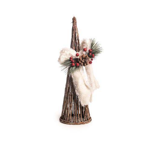 Árvore de Natal Decorativa Cone Rústico Chalé com Laço Cromus 45cm