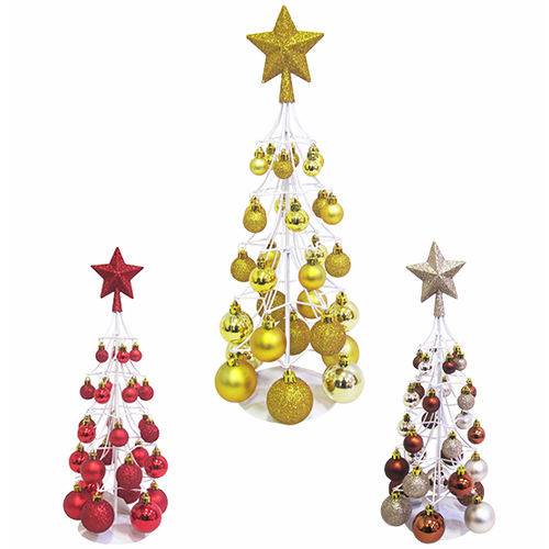 Arvore de Natal Pinheiro Arame com 30 Bolinhas 40x18cm Amarelo