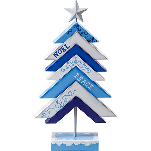 Árvore em Madeira Pintada Christmas Traditions Azul e Branca