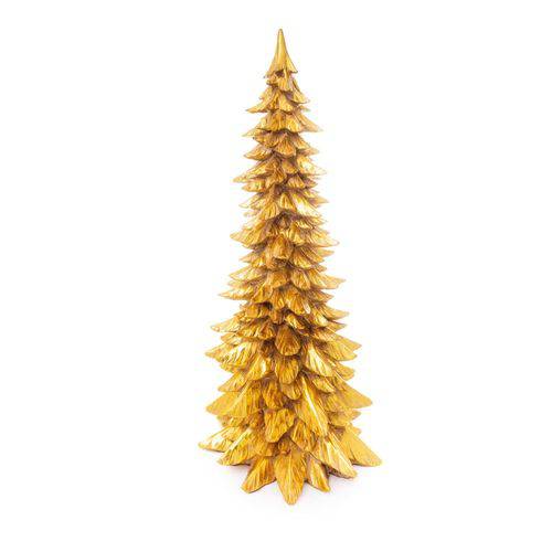 Árvore Pinheiro Decoração Natal Resina 51x23cm Ouro