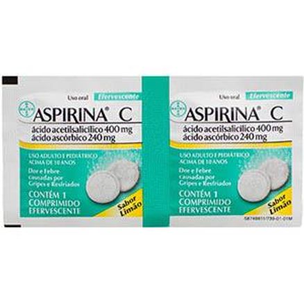 Aspirina C Limão 2 Comprimidos Efervescentes