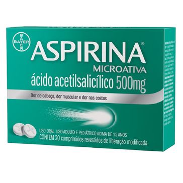 Aspirina Microativa 500mg Bayer 20 Comprimidos