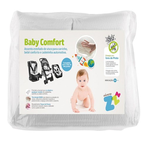 Assento Estofado Baby Comfort para Carrinho 40x60x5.5cm Branco - Fibrasca