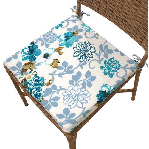 Assento para Cadeira Regata Floral Azul 37x37cm