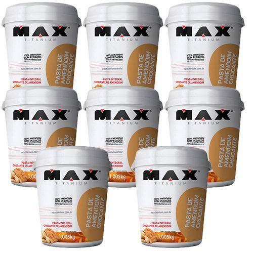 Kit 8x Pasta de Amendoim Crocante - 1005kg - Max Titanium