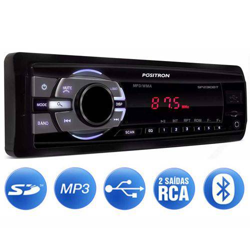 Auto Radio Mp3 Player Usb Auxiliar Sd Bluetooth Positron