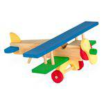 Aviao de Madeira - 17 Pecas Colorido Carlu Brinquedos