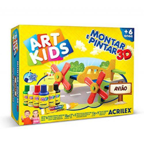 Aviao para Montar e Pintar 3D Art Kids Ref 40015 Acrilex