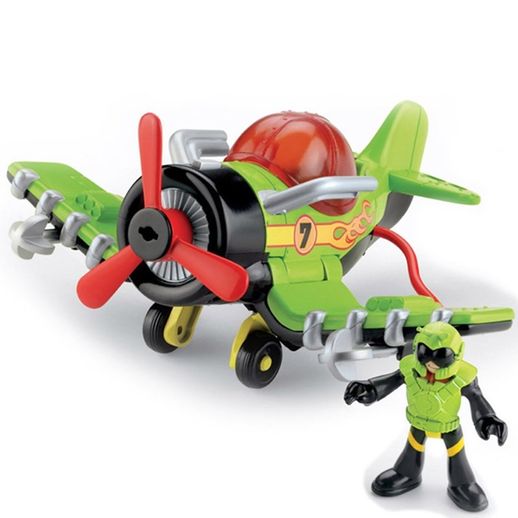 Avião Sky Racer Verde Preto Imaginext Fisher Price - Mattel