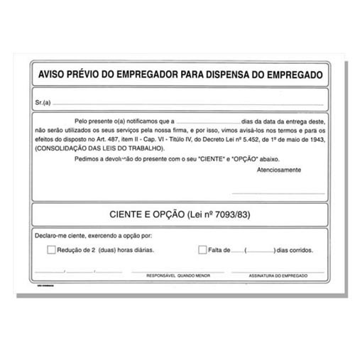 Aviso Prévio Dispensa São Domingos - 50 Folhas 130723