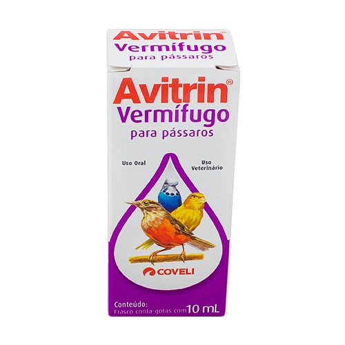 Avitrin Vermífugo para Pássaros Gotas Uso Veterinário com 10ml