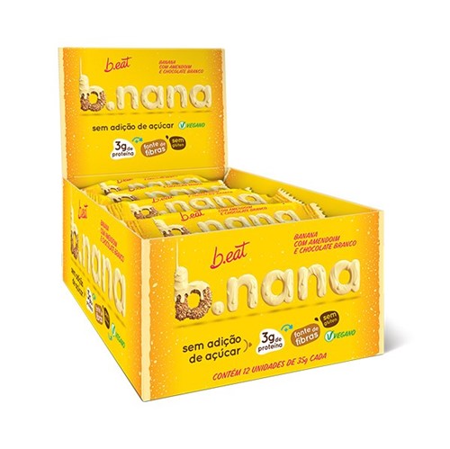 B.nana Amendoim com Chocolate Branco Display 12x35g - B-Eat