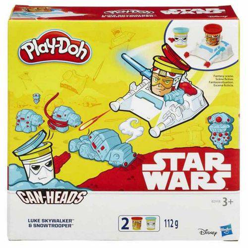 B0595 Play Doh Starwars CAN-Heads Luke e Snowtrooper