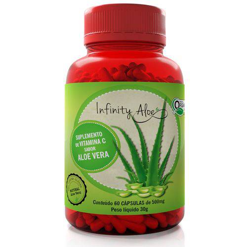 Babosa (Aloe Vera) Pura com Vitamina C 60 Cápsulas de 500mg