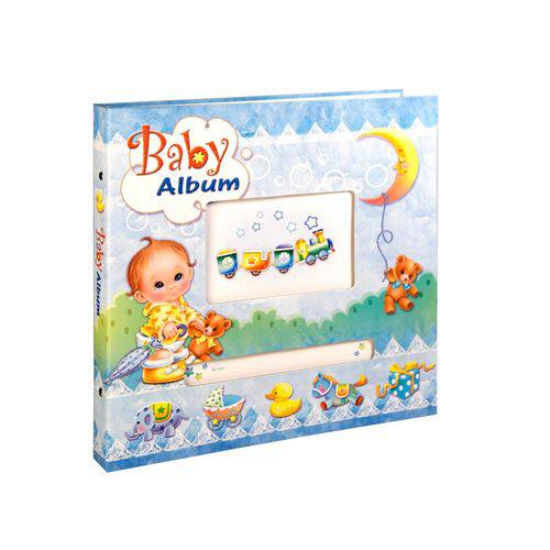 Baby Álbum - 100 Fotos - 10x15 - Capa Dura - Janela Personalizável - AZUL