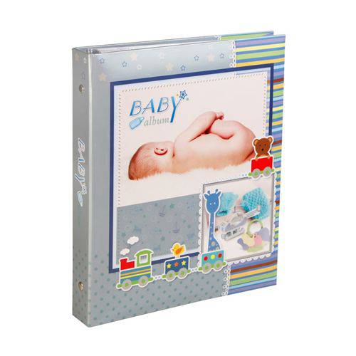Baby Álbum - 80 Fotos - 10x15 - Capa Dura - Janela Personalizável - AZUL