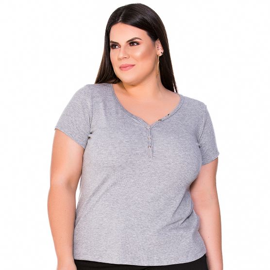 Baby Look com Botoes Plus Size G
