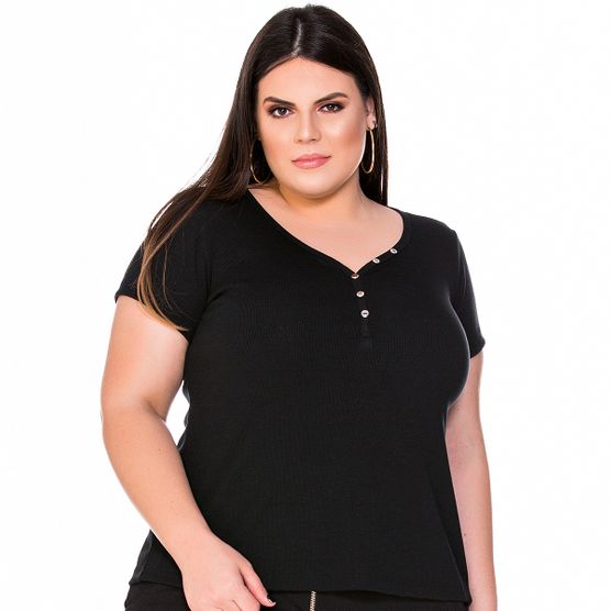 Baby Look com Botoes Plus Size M