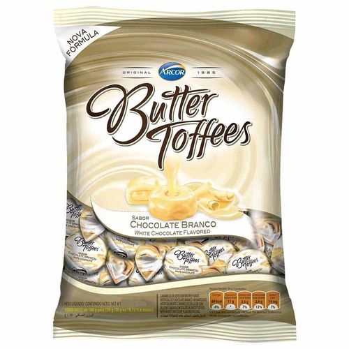 Bala Butter Toffees Chocolate Branco 600g Arcor 11620