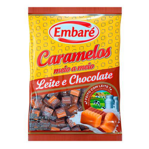 Bala Caramelos Meio a Meio Leite e Chocolate 840g Embaré
