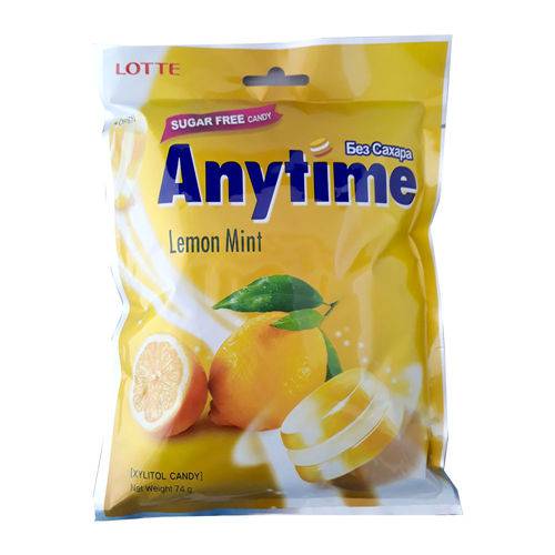 Bala Coreana de Xylitol Anytime Limão - Lotte 74g